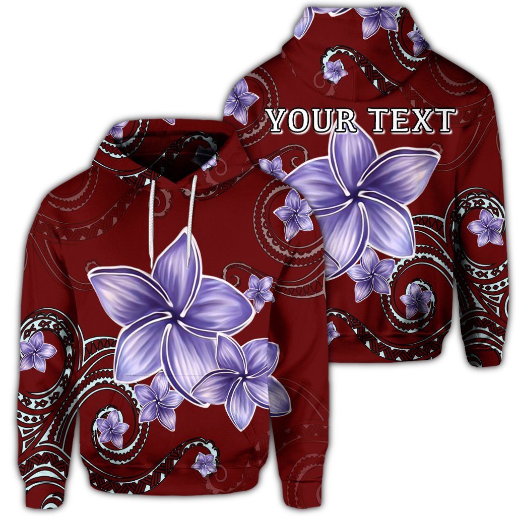 Custom Hawaiian Plumeria Violet Polynesian Red Hoodie Unisex Art - Polynesian Pride