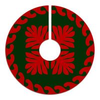 Hawaiian Quilt Pattern Beauty Tree Skirt - Red Green - AH - Polynesian Pride