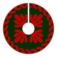 Hawaiian Quilt Pattern Beautyful Flower Polynesian Tree Skirt - Red Green - AH - Polynesian Pride