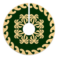 Hawaiian Quilt Pattern Coconut Love Tree Skirt - Green Beige - AH - Polynesian Pride