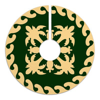 Hawaiian Quilt Pattern Coconut Lovely Tree Skirt - Green Beige - AH - Polynesian Pride
