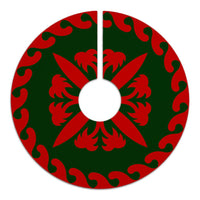 Hawaiian Quilt Pattern Coconut Tree Heart Tree Skirt - Red Green - AH - Polynesian Pride