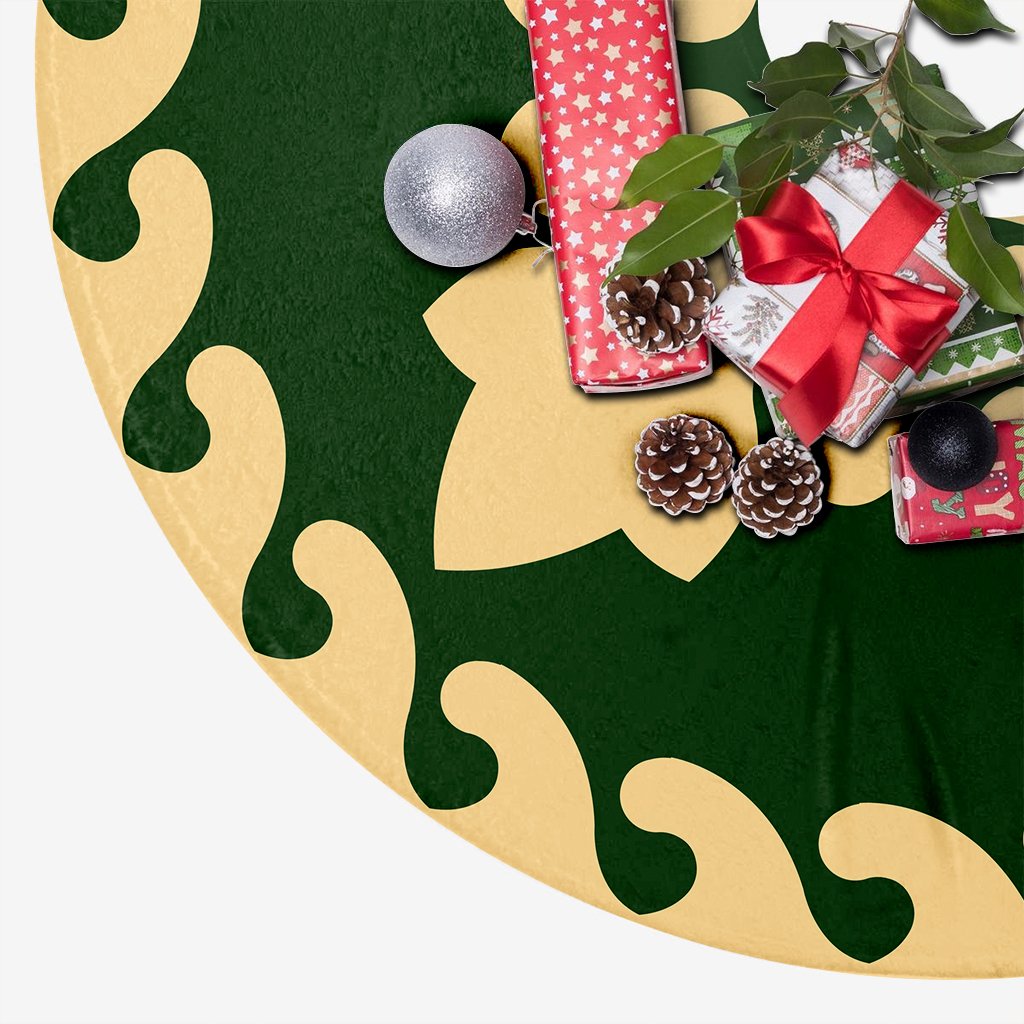 Hawaiian Quilt Pattern Flower Buds Polynesian Tree Skirt - Green Beige - AH - Polynesian Pride