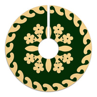 Hawaiian Quilt Pattern Flower Dream Tree Skirt - Green Beige - AH - Polynesian Pride