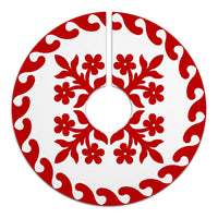 Hawaiian Quilt Pattern Flower Skillful Tree Skirt - Red White - AH - Polynesian Pride