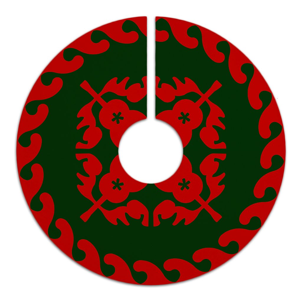 Hawaiian Quilt Pattern Guitar Flower Tree Skirt - Red Green - AH - Polynesian Pride