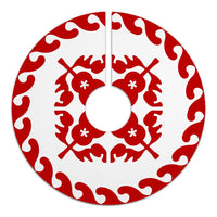Hawaiian Quilt Pattern Guitar Flower Tree Skirt - Red White - AH - Polynesian Pride