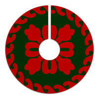 Hawaiian Quilt Pattern Heart Polynesian Tree Skirt - Red Green - AH - Polynesian Pride
