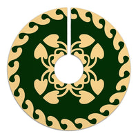 Hawaiian Quilt Pattern Kalo Love Tree Skirt - Green Beige - AH - Polynesian Pride