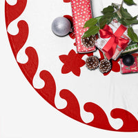 Hawaiian Quilt Pattern Many Plumeria Tree Skirt - Red White - AH - Polynesian Pride