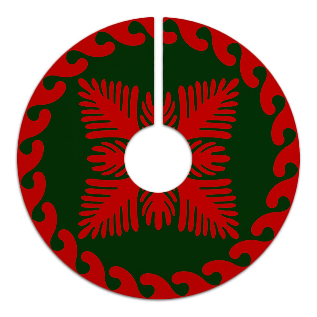 Hawaiian Quilt Pattern Monstera Sago Palm Tree Skirt - Red Green - AH - Polynesian Pride