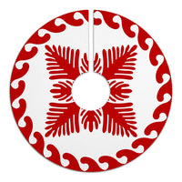 Hawaiian Quilt Pattern Monstera Sago Palm Tree Skirt - Red White - AH - Polynesian Pride