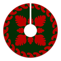 Hawaiian Quilt Pattern Palm Tree Skillful Tree Skirt - Red Green - AH - Polynesian Pride