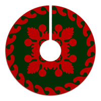 Hawaiian Quilt Pattern Palm Tree Skirt - Red Green - AH - Polynesian Pride
