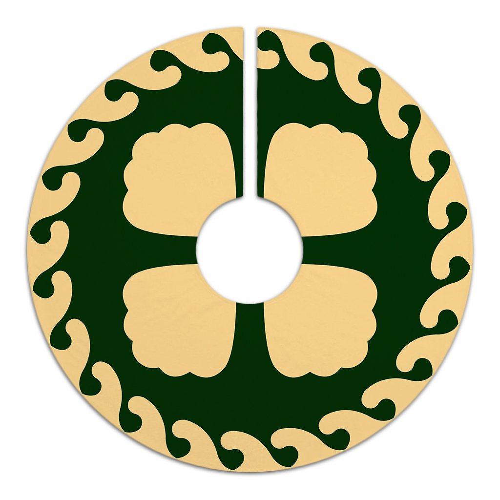 Hawaiian Quilt Pattern Pearl Tree Skirt - Green Beige - AH - Polynesian Pride