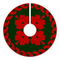 Hawaiian Quilt Pattern Petal Heart Tree Skirt - Red Green - AH - Polynesian Pride