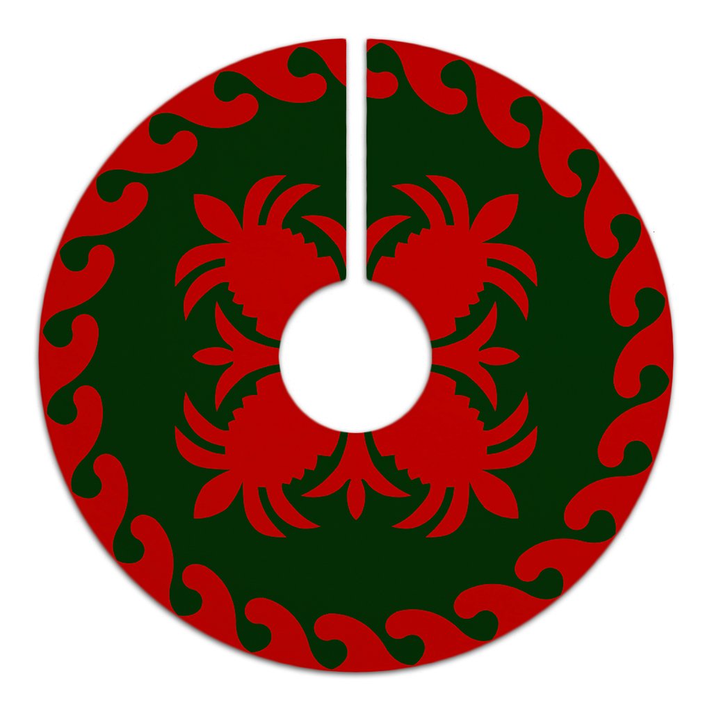 Hawaiian Quilt Pattern Pineapple Tree Skirt - Red Green - AH - Polynesian Pride