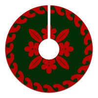 Hawaiian Quilt Pattern Plumeria Lovely Tree Skirt - Red Green - AH - Polynesian Pride