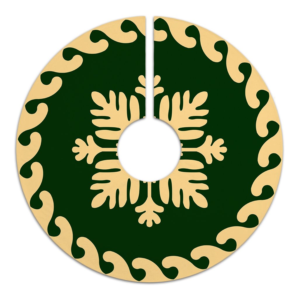 Hawaiian Quilt Pattern Tradition Palm Tree Skirt - Green Beige - AH - Polynesian Pride
