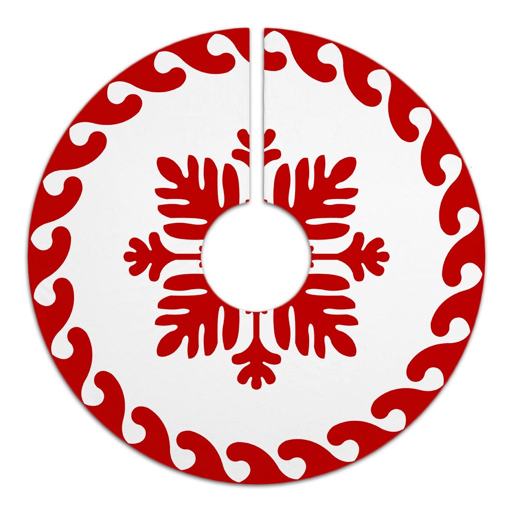 Hawaiian Quilt Pattern Tradition Palm Tree Skirt - Red White - AH - Polynesian Pride