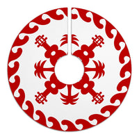 Hawaiian Quilt Pattern Ukulele And Coconut Tree Skirt - Red White - AH - Polynesian Pride