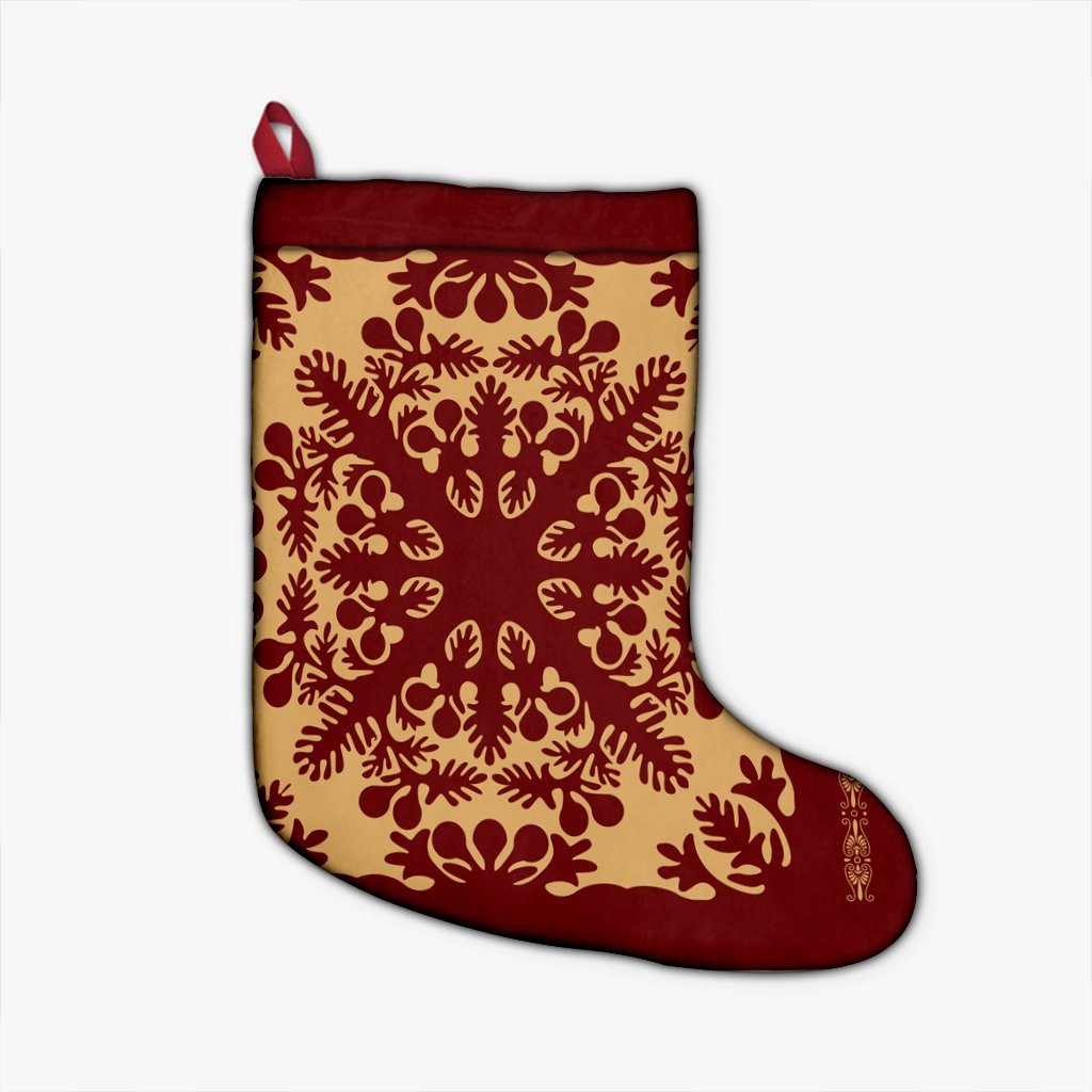 Hawaiian Quilt Vintage Christmas Stocking - AH Christmas Stocking 26 X 42 cm Black - Polynesian Pride