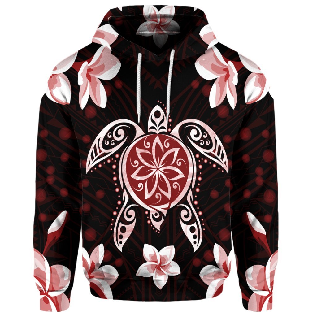 Custom Hawaiian Reddie Turtle Plumeria Hoodie - Polynesian Pride