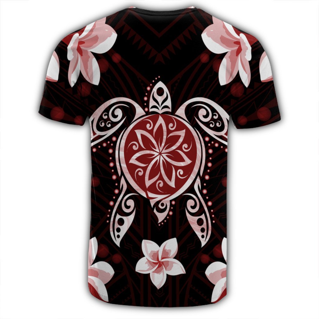 Hawaiian Reddie Turtle Plumeria T Shirt AH - Polynesian Pride