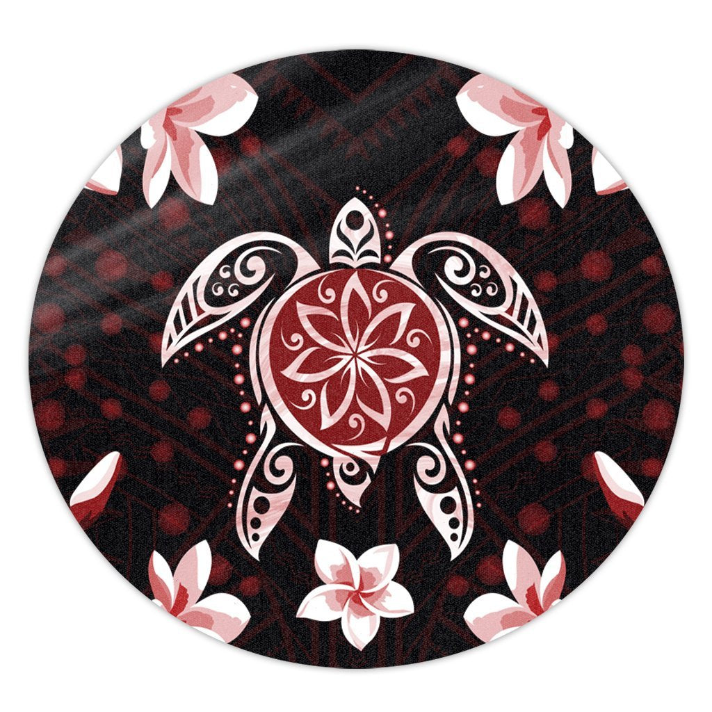 Hawaiian Reddie Turtle Plumeria Round Carpet AH Round Carpet Luxurious Plush - Polynesian Pride