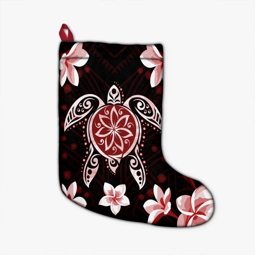 Hawaiian Reddie Turtle Plumeria Christmas Stocking AH Christmas Stocking 26 X 42 cm Black - Polynesian Pride