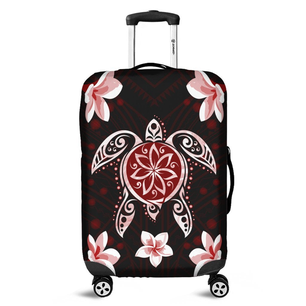 Hawaiian Reddie Turtle Plumeria Luggage Covers AH Black - Polynesian Pride