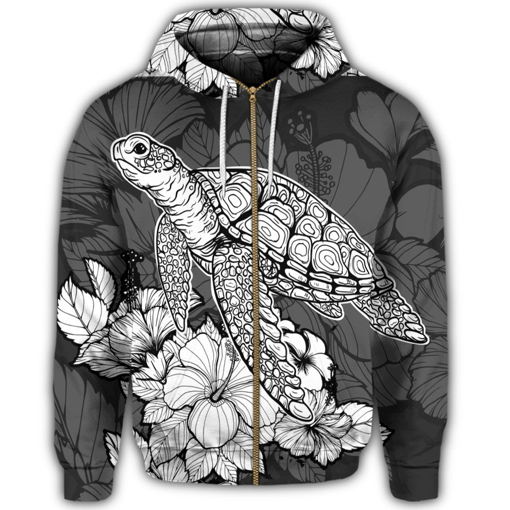 Hawaiian Sample Turtle Plumeria Zip Hoodie - Polynesian Pride