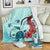 Hawaiian Sea Turtle Hibiscus Brilliant Polynesian Premium Blankets - AH White - Polynesian Pride