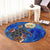 Hawaiian Seal Of Hawaii Hibiscus Ocean Turtle Polynesian Round Carpet - AH - Polynesian Pride