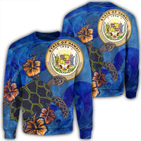 Hawaiian Seal Of Hawaii Hibiscus Ocean Turtle Polynesian Sweatshirt - AH Unisex Black - Polynesian Pride