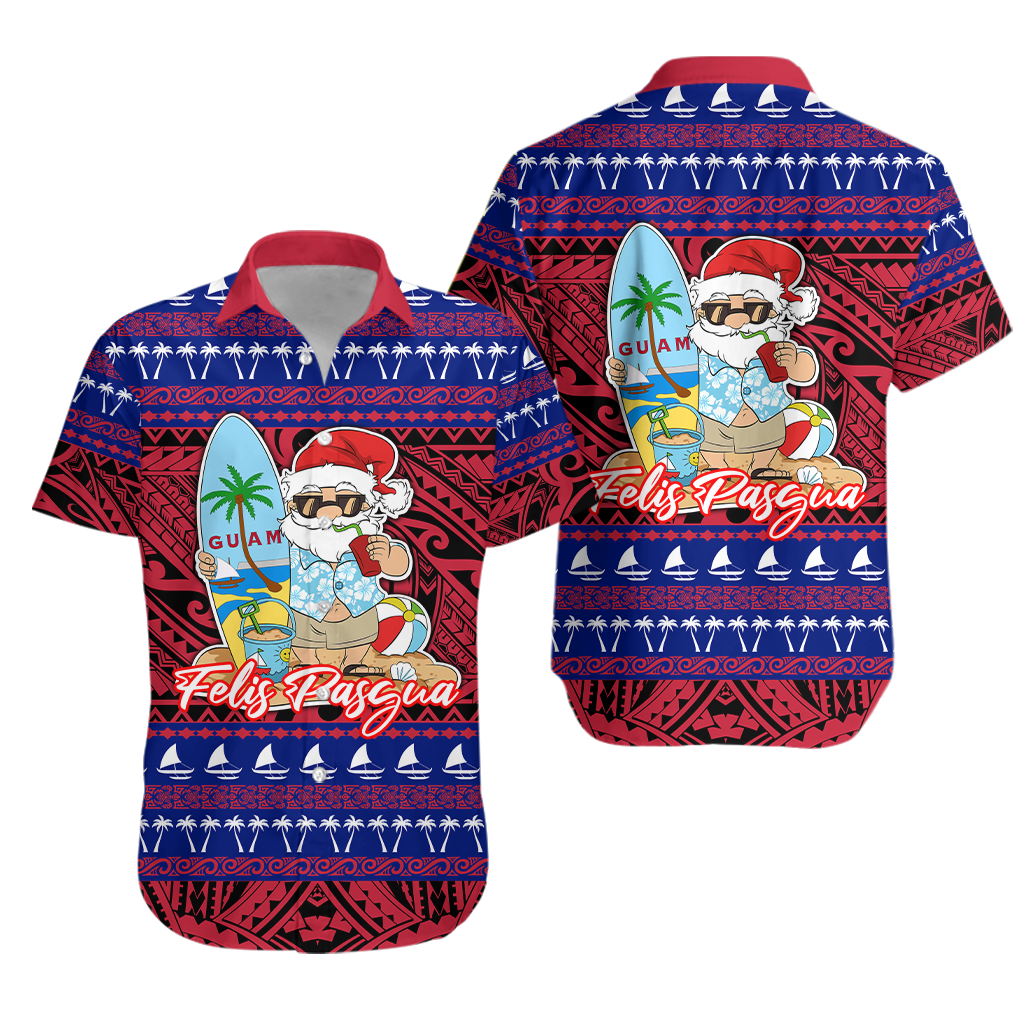 Guam Christmas - Felis Pasgua Santas Guam Surf Board Hawaiian Shirt - LT2 Unisex RED - Polynesian Pride