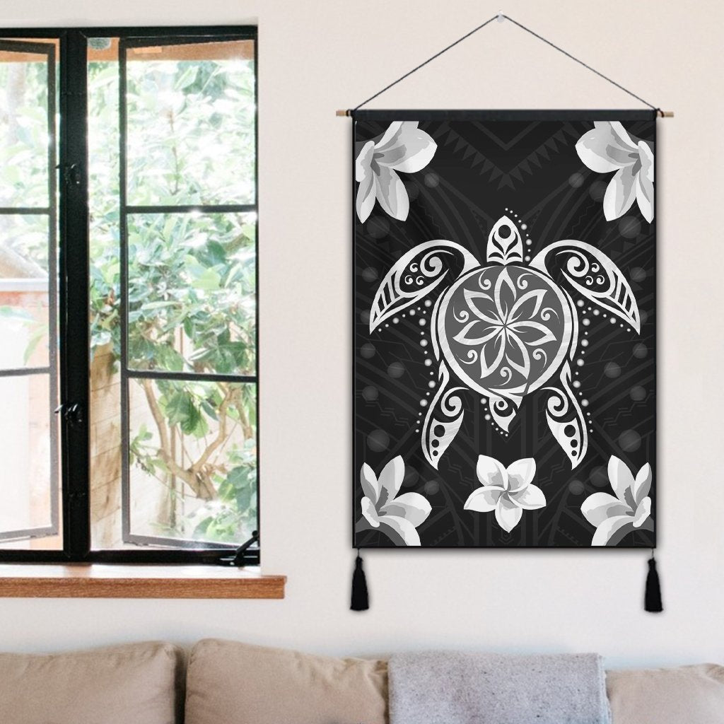 Hawaiian Silver Turtle Plumeria Hanging Poster AH - Polynesian Pride