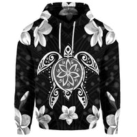 Custom Hawaiian Silver Turtle Plumeria Hoodie - Polynesian Pride