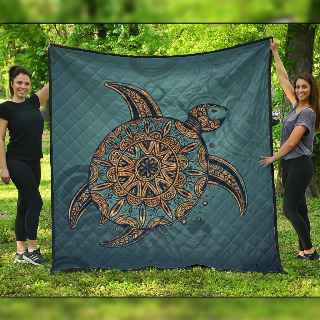 Hawaiian Skillful Turtle Polynesian Premium Quilts - AH Black - Polynesian Pride