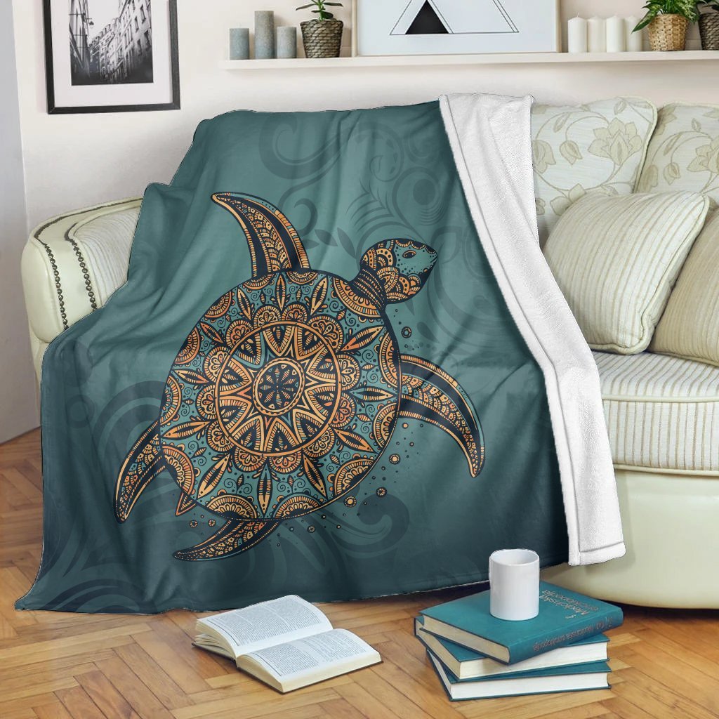 Hawaiian Skillful Turtle Polynesian Premium Blankets - AH White - Polynesian Pride