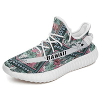 Hawaiian Sneakers YZ Exotic Tropical Flowers In Pastel Colors White - Polynesian Pride