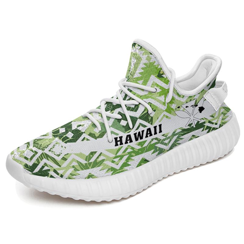 Hawaiian Sneakers YZ Exotic Tropical Flowers In Pastel Colors White - Polynesian Pride