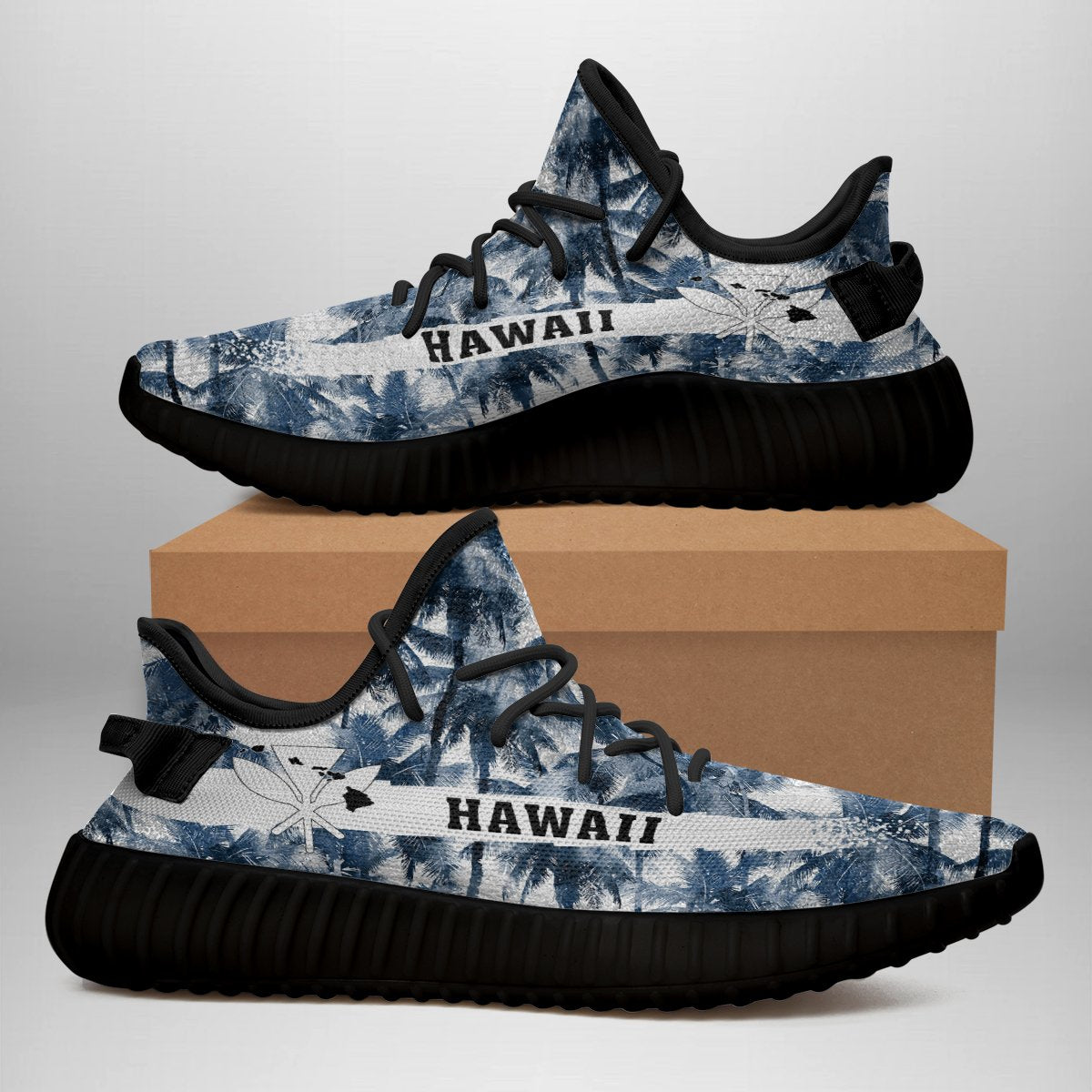 Hawaiian Sneakers YZ Palm Trees And Tropical Branches - Polynesian Pride