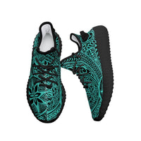 Hawaiian Sneakers YZ Polynesian Hawaiian Style Tribal Tattoo Turquoise AH - Polynesian Pride