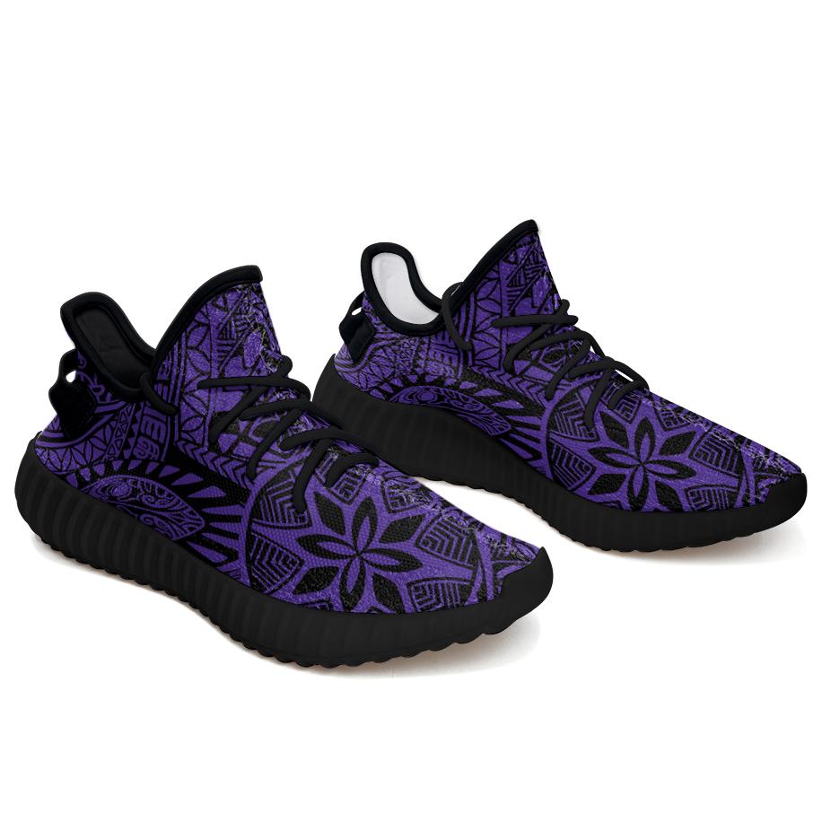 Hawaiian Sneakers YZ Polynesian Hawaiian Style Tribal Tattoo Violet AH Black - Polynesian Pride