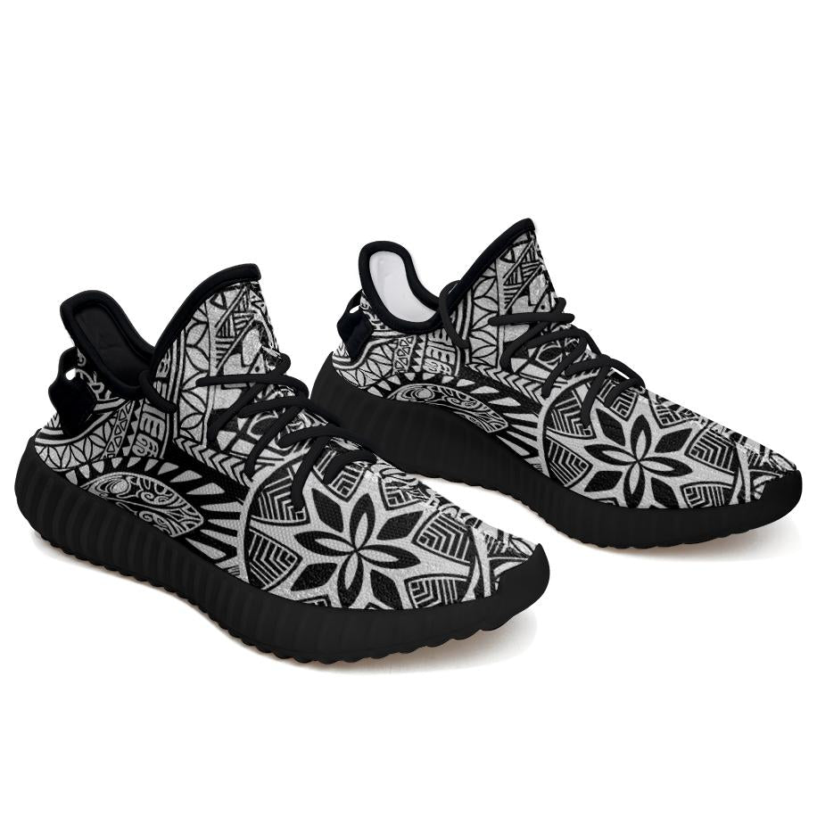 Hawaiian Sneakers YZ Polynesian Hawaiian Style Tribal Tattoo White AH Black - Polynesian Pride