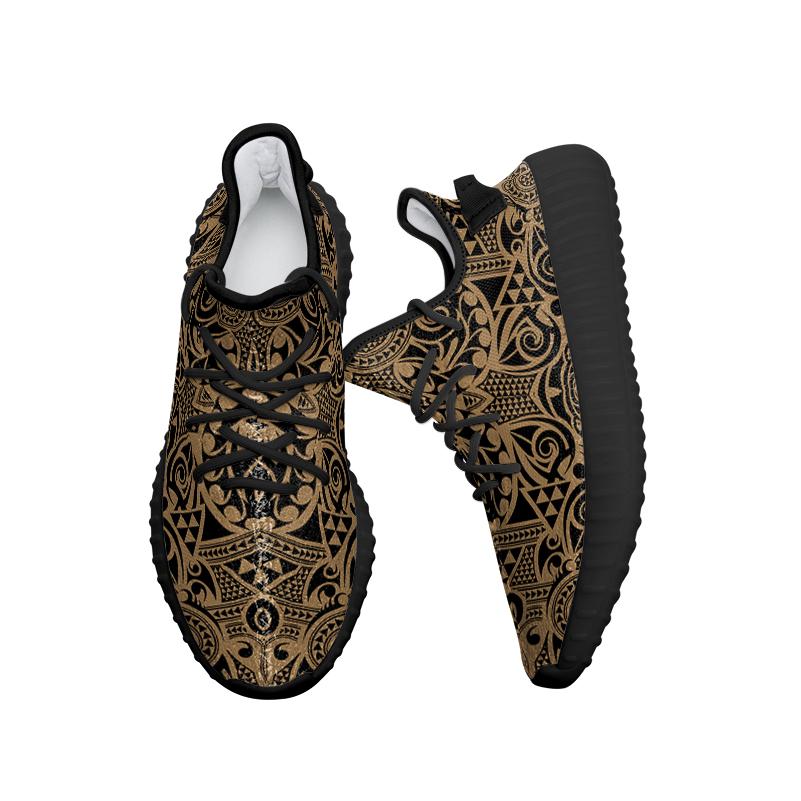 Hawaiian Sneakers YZ Polynesian Kakau Turtle Gold AH - Polynesian Pride
