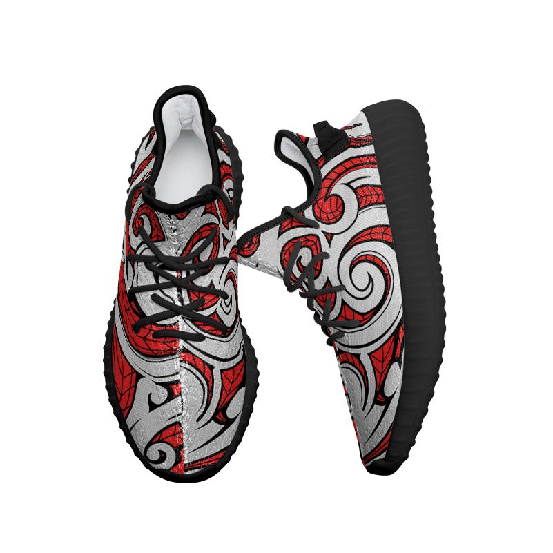 Hawaiian Sneakers YZ Polynesian Maori Ethnic Ornament Red AH - Polynesian Pride