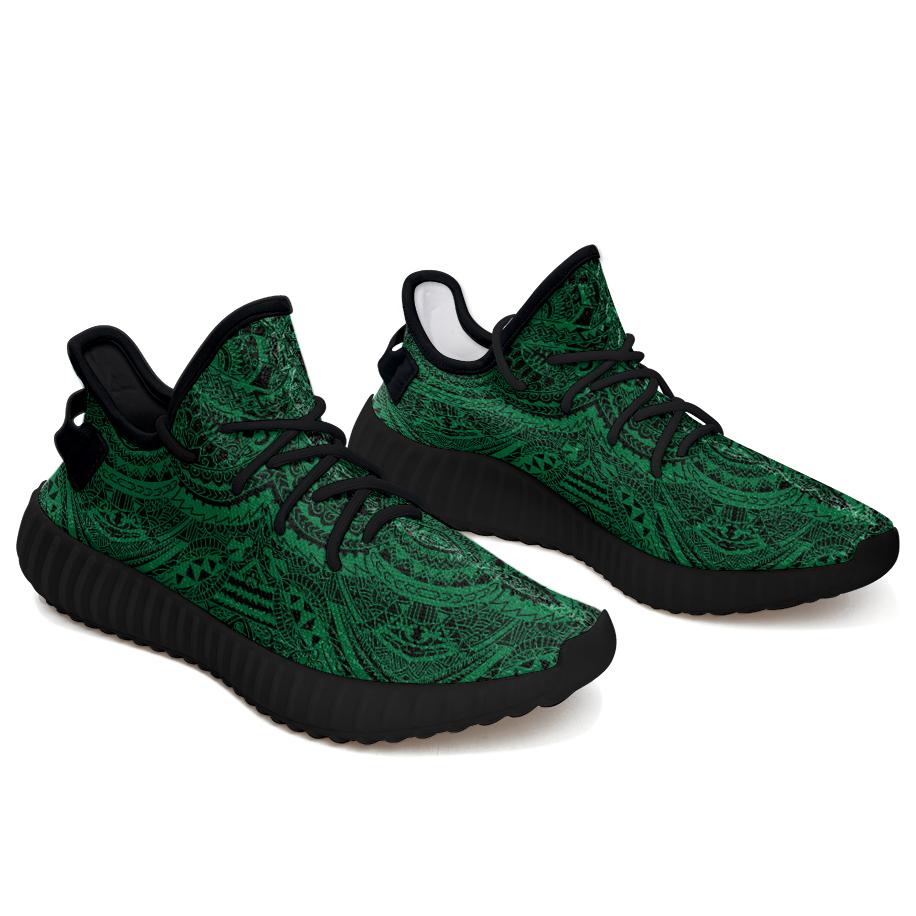 Hawaiian Sneakers YZ Polynesian Symmetry Green AH Black - Polynesian Pride
