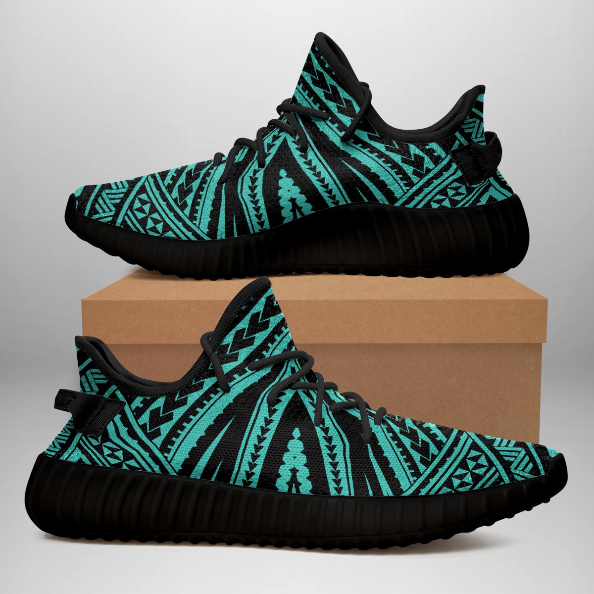 Hawaiian Sneakers YZ Polynesian Tatau Turquoise AH - Polynesian Pride